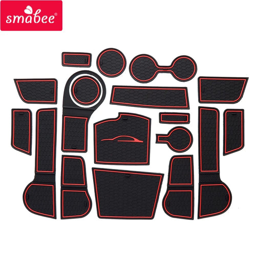 tapis voiture antidérapant pvc moderne adhésif noir rouge hexagonal