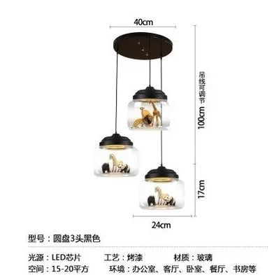 lumière suspendue animaux figurines zèbre panda girafe chambre décoration moderne