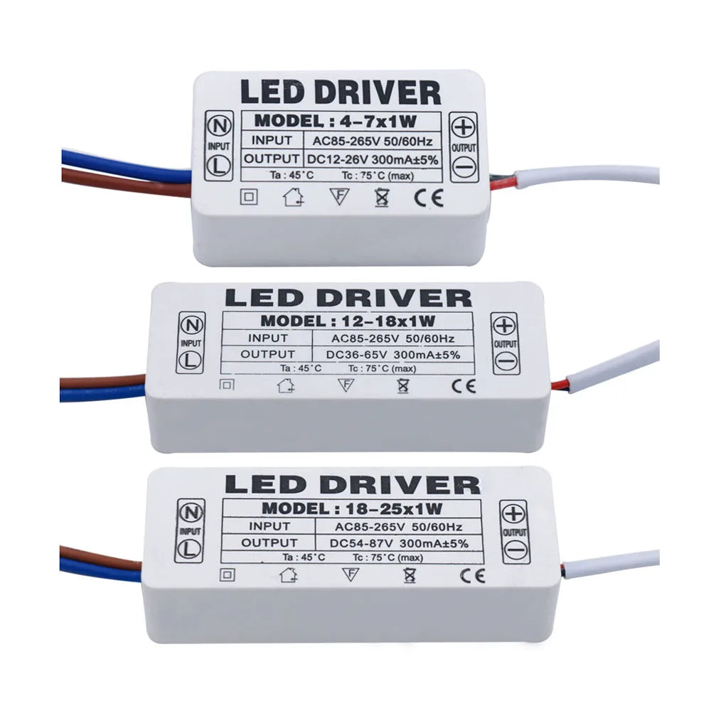 pilote led 300ma 120v 240v 3w 5w 7w 12w 18w 25w 36w alimentation ac90v