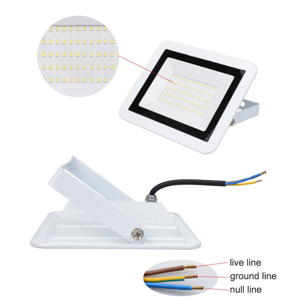 projecteur led blanc moderne ac220v ip65 30w 50w urgence entrée câbles aluminium