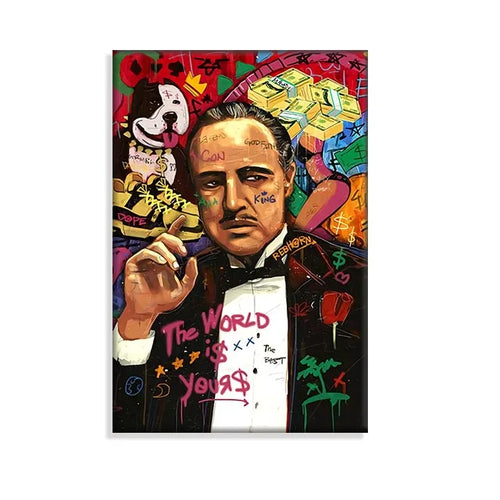 Tableau pop art graffiti multicolore personnages stylisés moderne impression toile décoration mur salon chambre