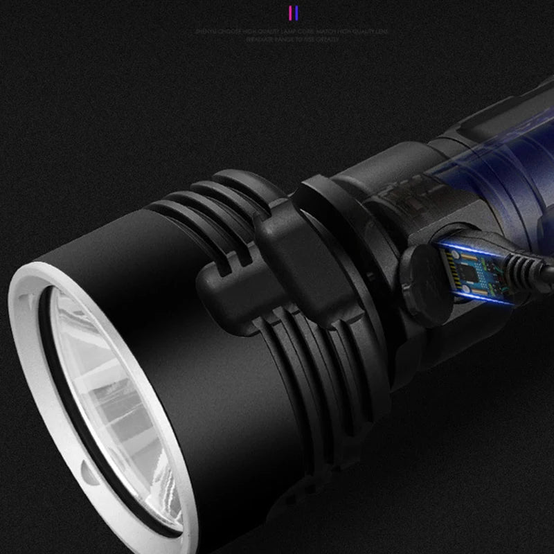 torche led rechargeable ultra lumineuse résistante choc camping sécurité extérieur 5w 1000lm