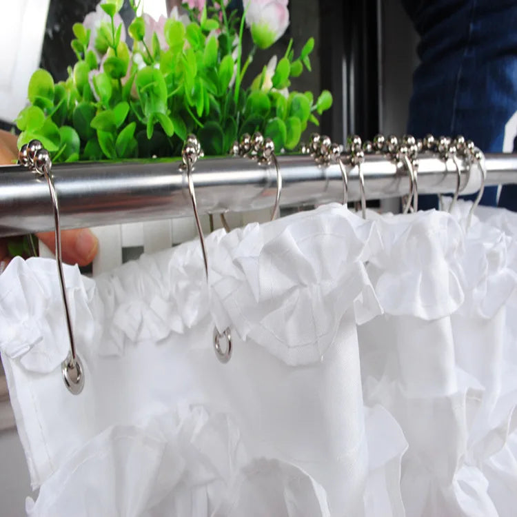 rideau douche blanc opaque classique polyester ourlet standard anneaux métalliques machine lavable