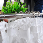 rideau douche blanc opaque classique polyester ourlet standard anneaux métalliques machine lavable