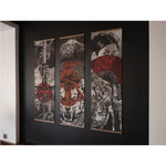 affiche murale toile japonaise ukiyoe samouraï graphique moderne cadre bois