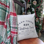 housse coussin carré nordique impression arbre rustique décoration noël 45x45 farmhouse