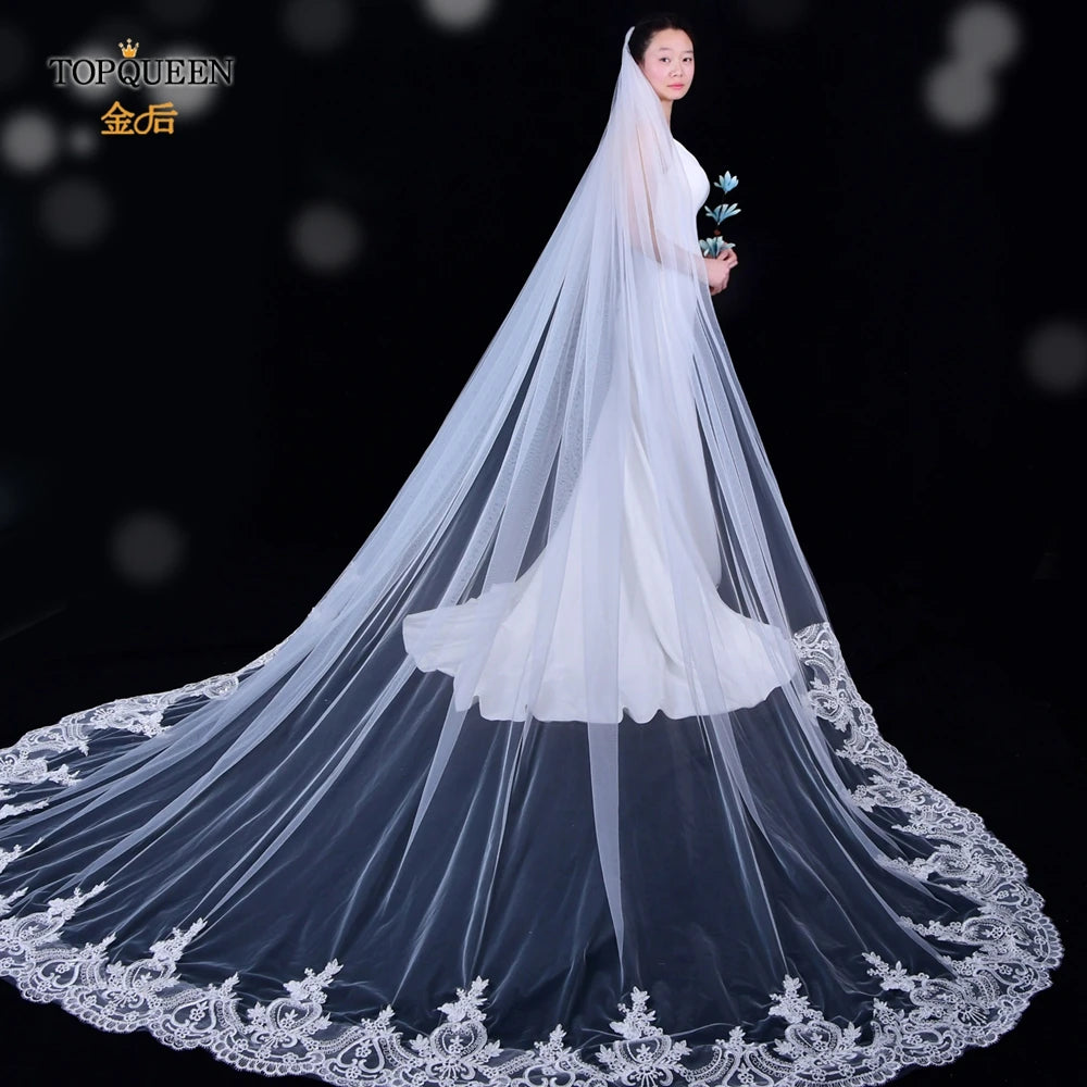 voile mariée blanc broderie florale dentelle cathédrale soirée classique