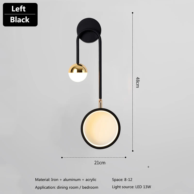 lampe murale moderne noire dorée éclairage cuisine chambre entrée 249lm 5m²