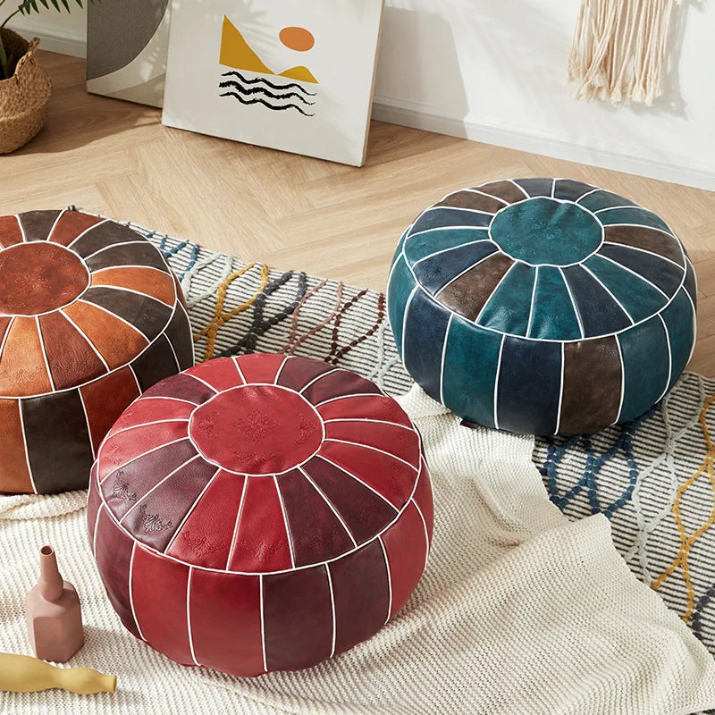 Pouf marocain en cuir PU vert