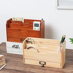 Boîte de rangement bureau en bois noir organisateur de documents et fournitures