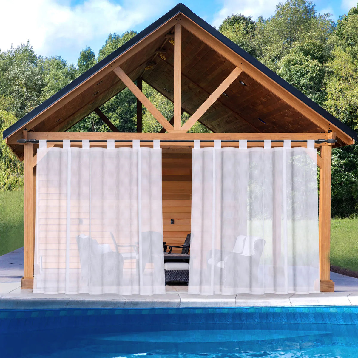rideau transparent moderne autocollant extérieur blanc uni imperméable patio maison