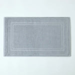 tapis bain coton gris blanc bleu olive bordure brodée absorption rapide antidérapant machine laver