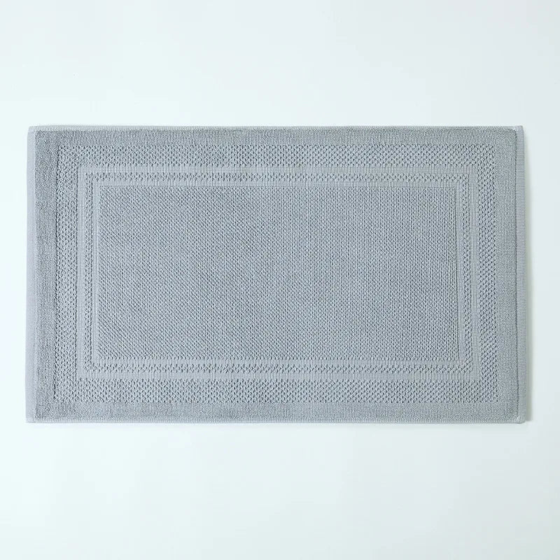 tapis bain coton gris blanc bleu olive bordure brodée absorption rapide antidérapant machine laver