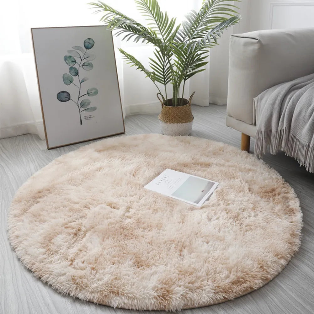 Détail de la texture douce du tapis shaggy