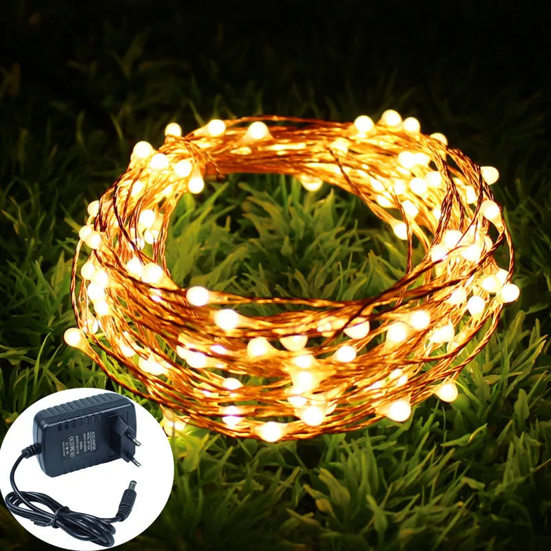 guirlande lumineuse dorée led adhésive moderne 10m 20m 30m 50m noel decoration festive jardin