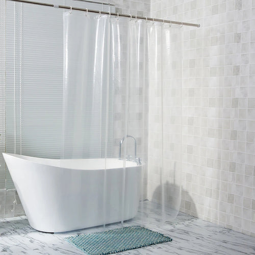 rideau douche transparent moderne anneaux métalliques respectueux l'environnement blanc 90x180cm 300x200cm