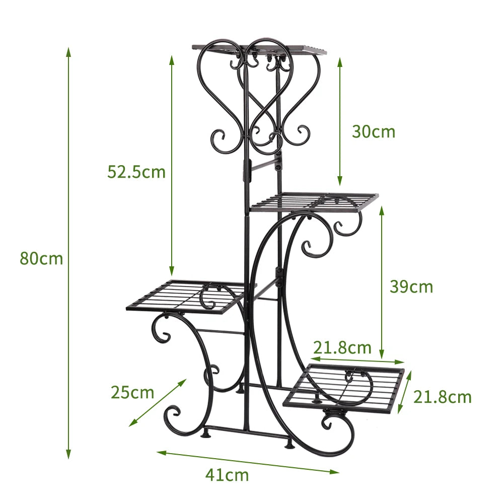 étagère métal plantes niveaux floral classique noire intérieure assemblage pots