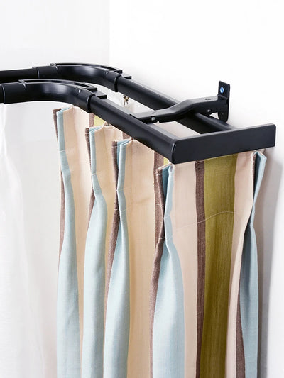 Rail double rideau noir en L pour fenêtre angle 90°