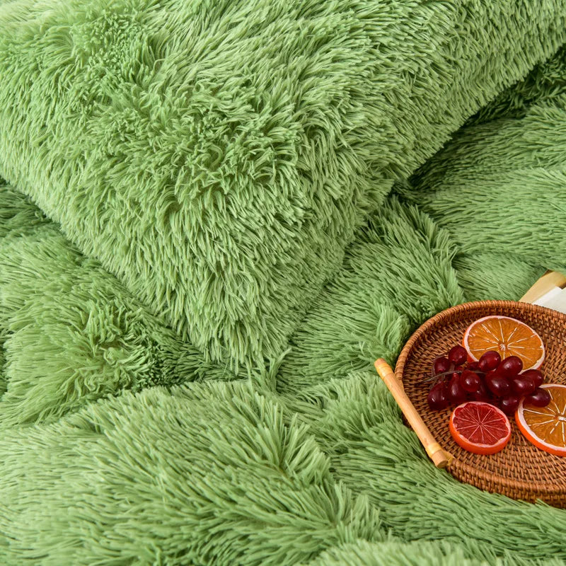 Ensemble literie 4 pièces avec housse de couette et taies d'oreiller en flanelle