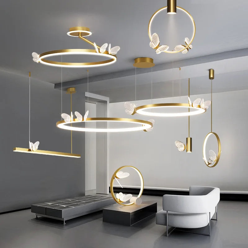 décoration moderne applique murale papillons or luminaire cuisine salle manger minimaliste