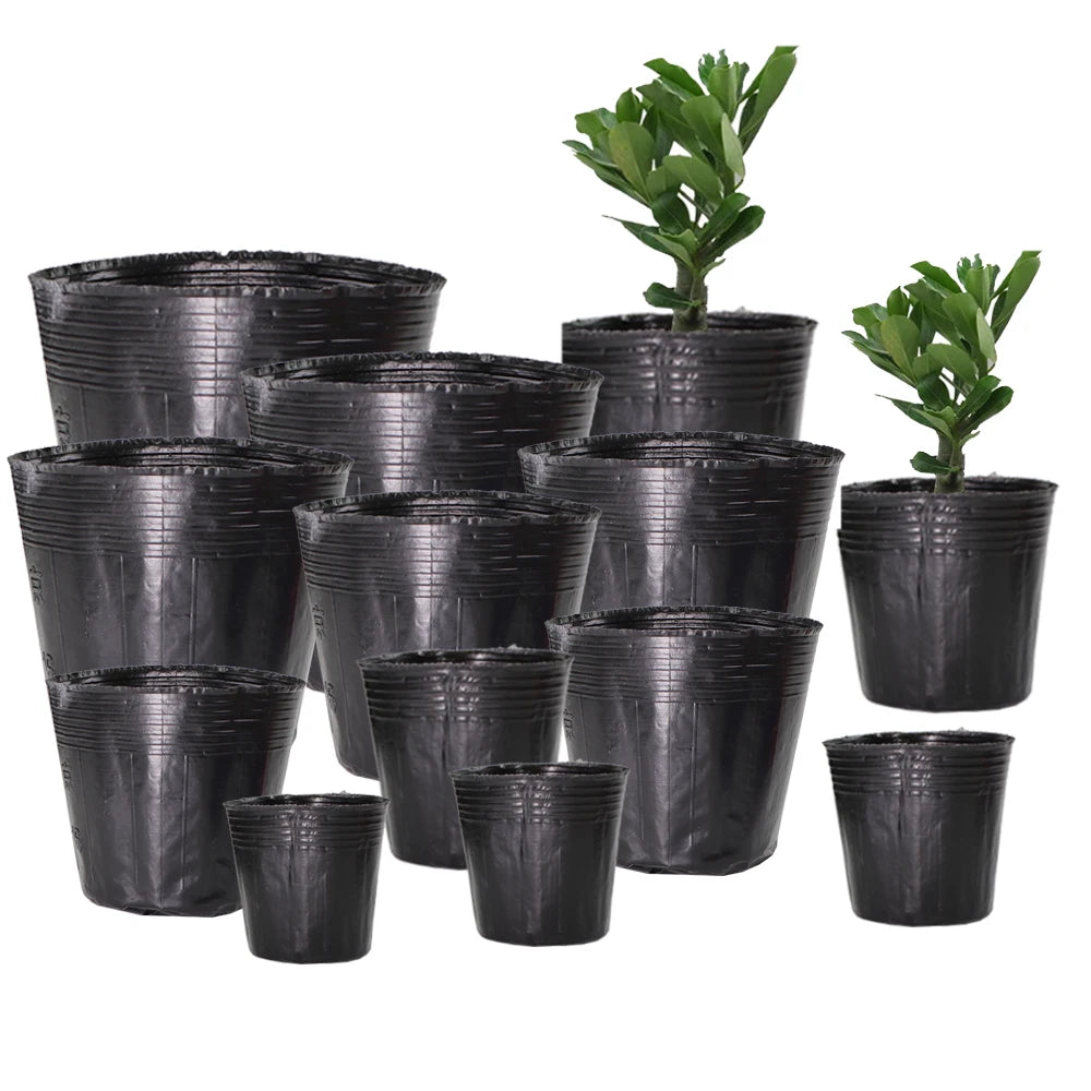 pots fleurs noirs rayés moderne pots semis sacs culture pots jardin entailles plastique