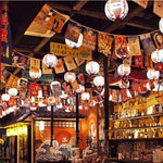 bannières décoratives pop art traditionnel japonais chats dessins animés textes floraux simples orange rouge