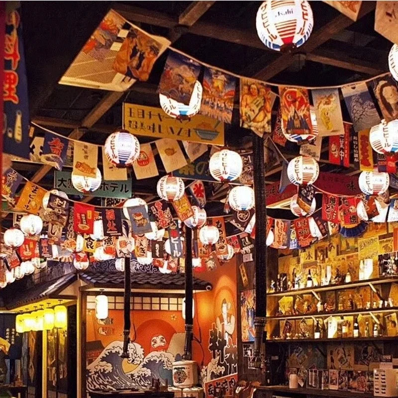 bannières décoratives pop art traditionnel japonais chats dessins animés textes floraux simples orange rouge