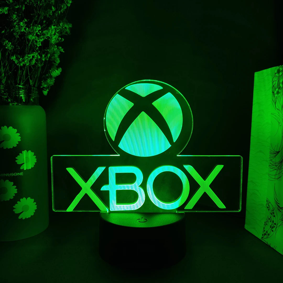 veilleuse led logo xbox multicolore moderne télécommande base noire chambre enfantDecorationBureau