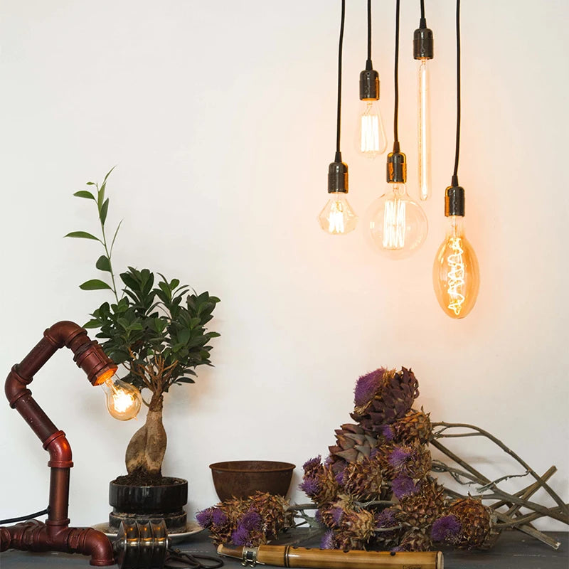 ampoule led filament rétro vintage globe transparent spirale dorée culotte e27 salon