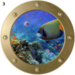 sticker mural sous marin coraux poissons moderne gris métallisé PVC øillets chambre enfant décoration