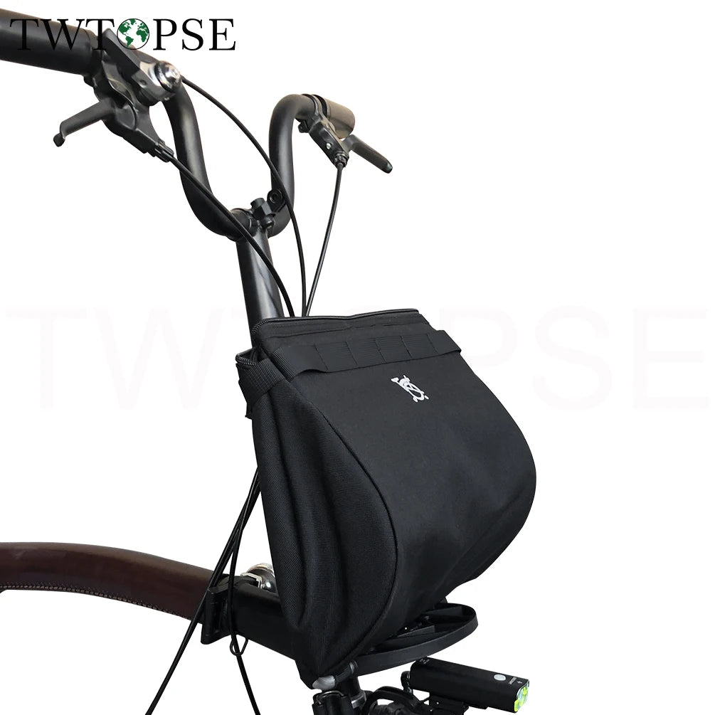 sacoche vélo étanche noir tissu mat minimaliste fixations métal pannier brompton dahon