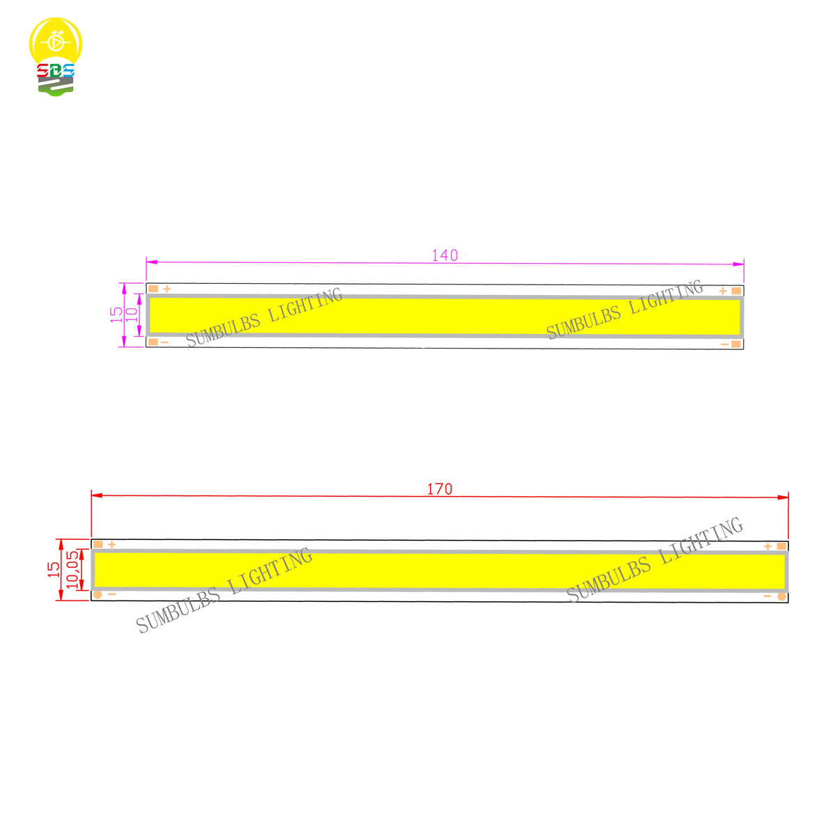 ruban led jaune 140mm 170mm clips modernes 12v 2000 lumens 20000h