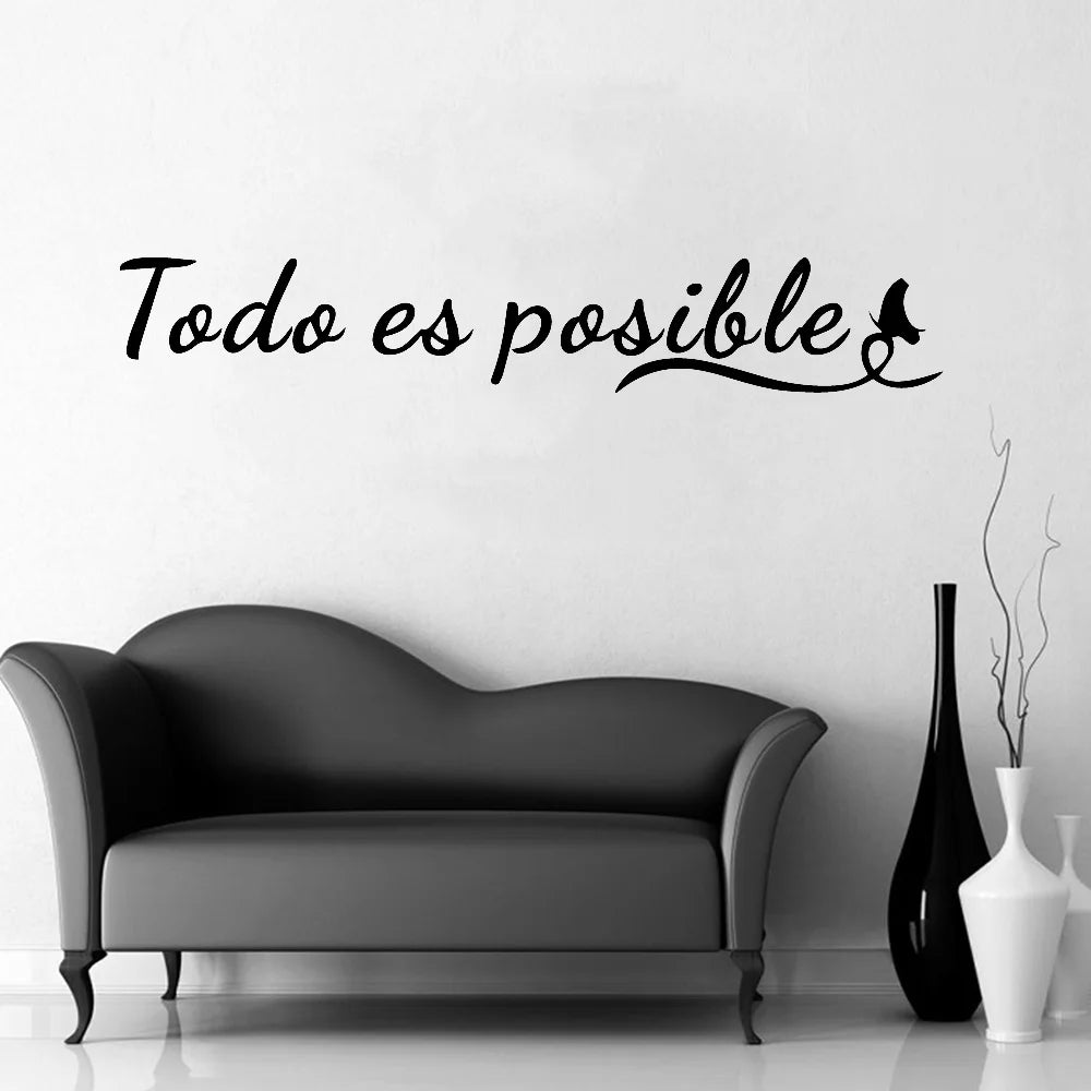 autocollant mural citation inspirante moderne noir lettrage cursive oiseau transparent mur chambre adolescent decoration