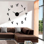 horloge murale moderne chiffres arabes acrylique argent doré noir autocollants grande taille