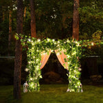guirlande lumineuse feuilles artificielles 100 led extérieur moderne décoration mariage jardin vert blanc