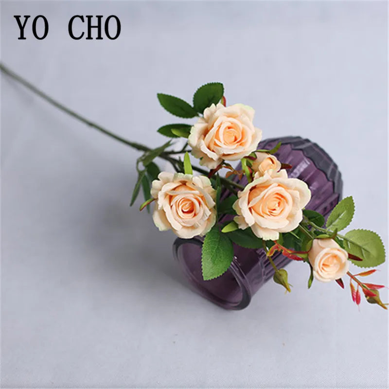 décoration mariage bouquet artificiel roses longues tiges feuilles vertesintérieur blanc roseclair pale