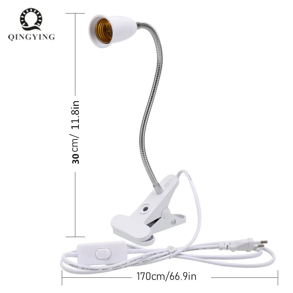 lampe flexible blanc moderne pince câble interrupteur ampoule E27 certification CCC