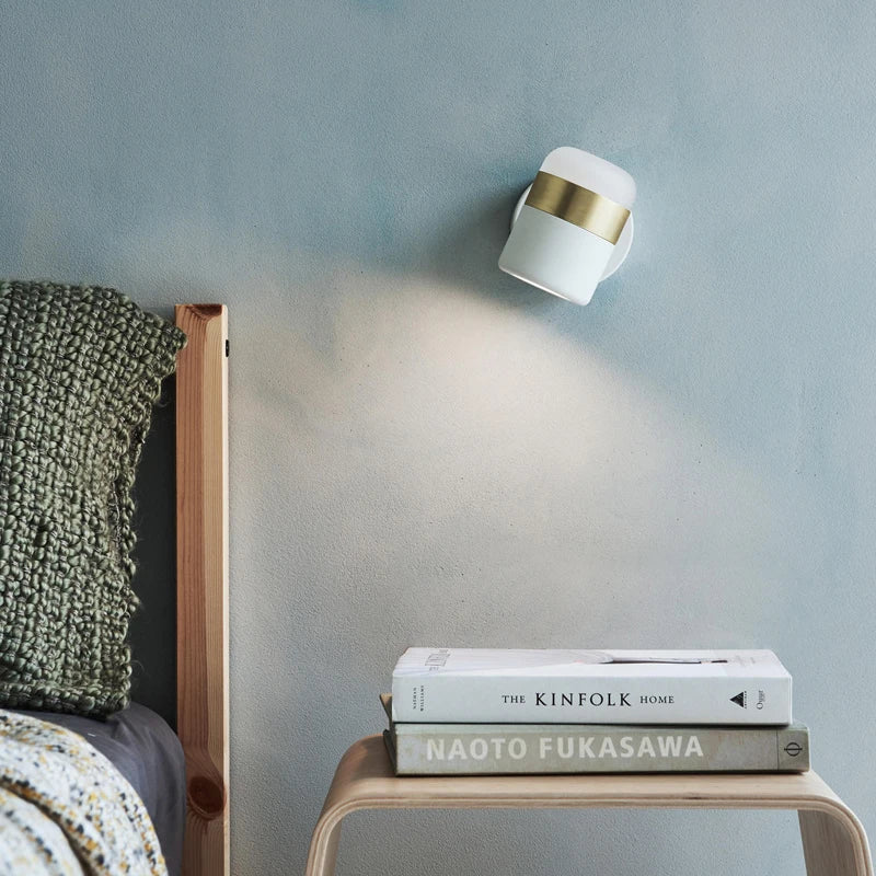lampe murale moderne or blanc rotation chambre salon interrupteur led simple minimaliste