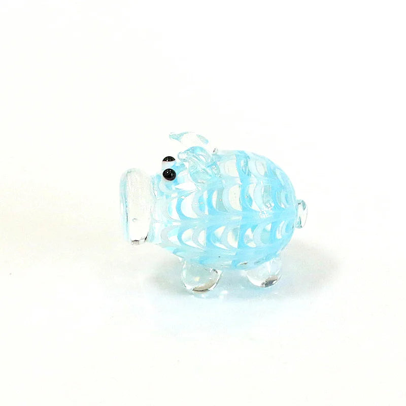 petite tirelire cochon verre artisanal décoratif rose vert bleu maison jardin