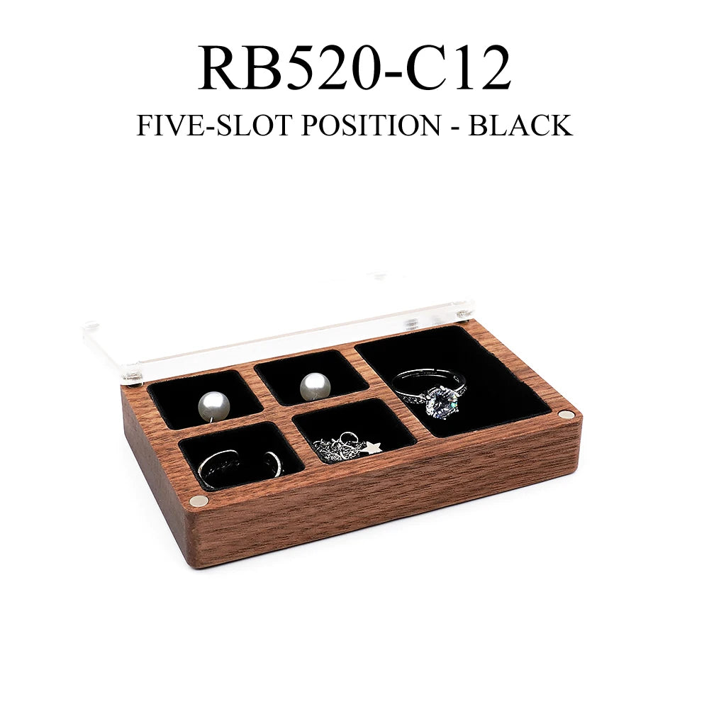 boîte bijoux bois compartiment verre bague collier boucle d'oreille cadeau