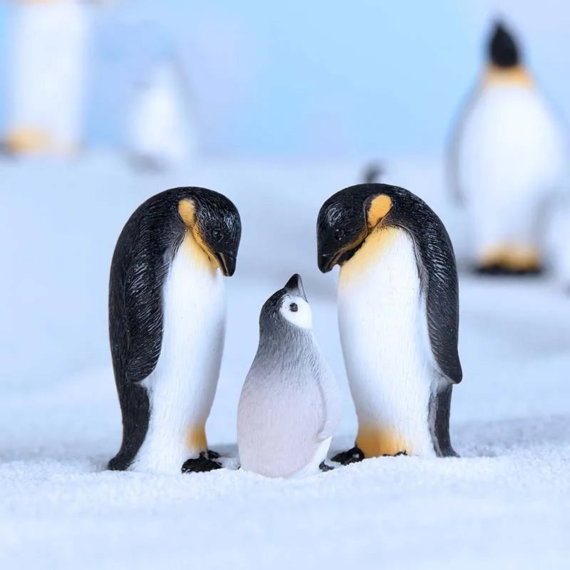 figurines pingouins réalistes décoration maison ornements animaux résine noir blanc jaune details decoration maison