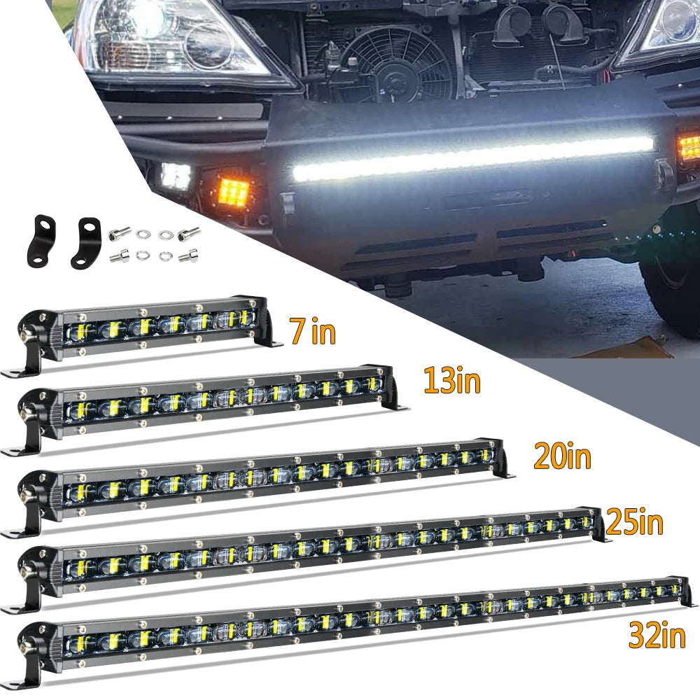 barre lumineuse led noire moderne 13 20 25 32 inches clips ip68 combo beam
