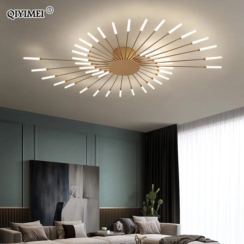 plafonnier moderne or noir lumineux acier alimentation électrique flux lumineux élevé chambre salon