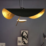 suspension lumineuse moderne noir doré texture métallique câble suspendu chambre salon étude