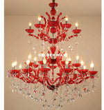 lustre cristal rouge transparent baroque classique encastrée led 105cm haute luminosité