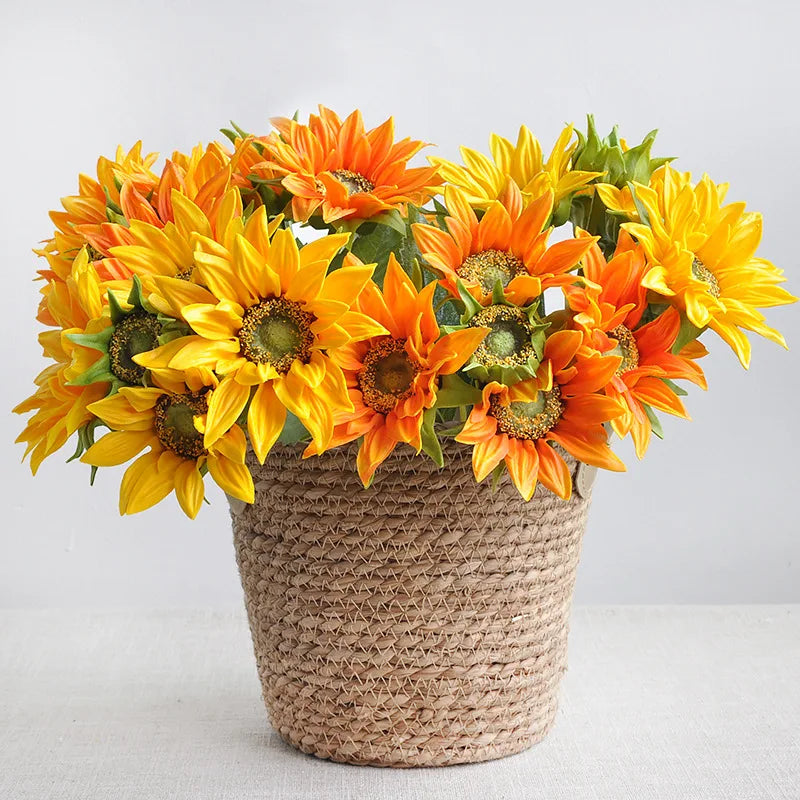 tournesol artificiel bouquet jaune orange décoration intérieure maison anniversaire mariage noël festive