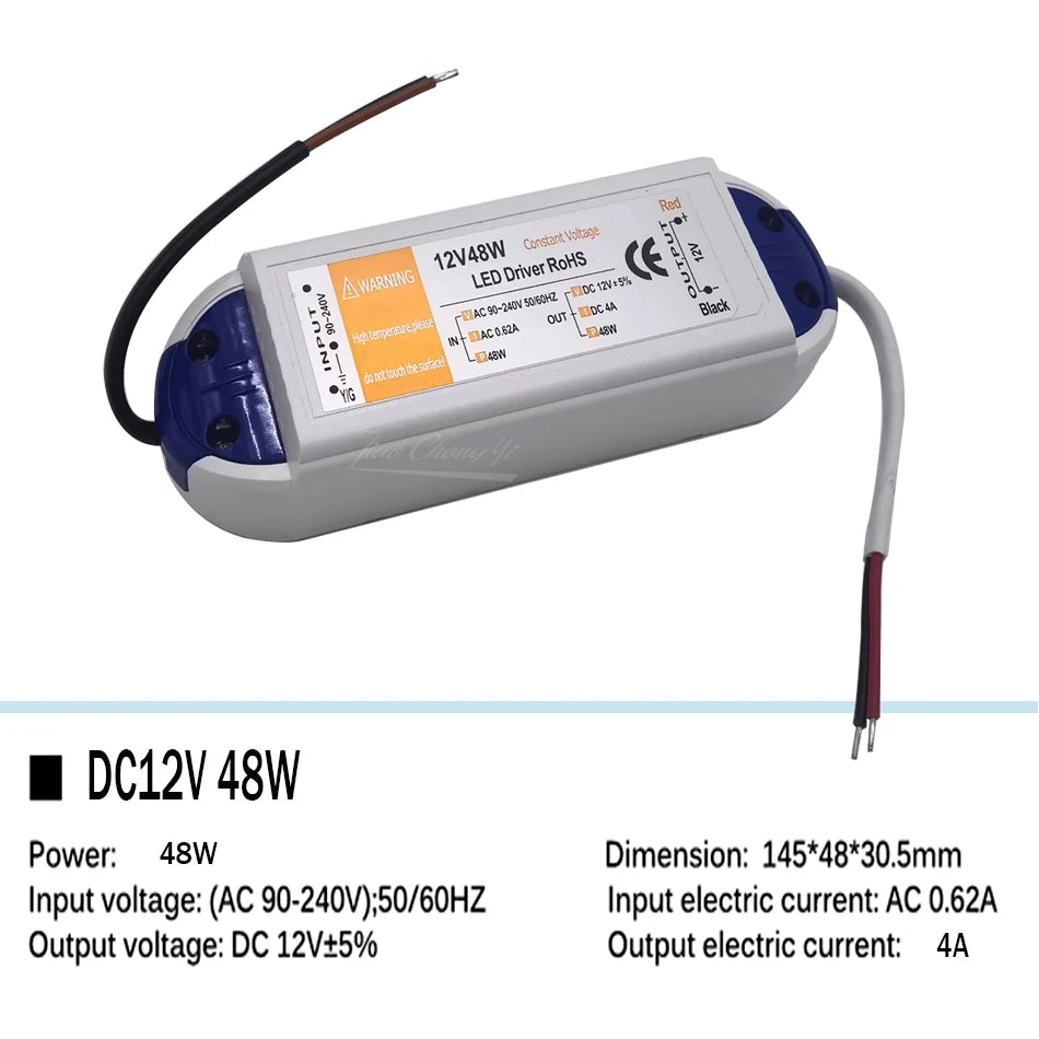 transformateurs led 5v 12a 60w 20a 100w blanc bleu moderne câbles pvc rohs ccc
