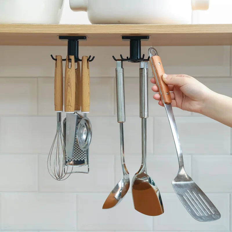 séchoir mural adhésif rotatif pvc noir blanc moderne utilisation multiple porte outils cuisine