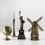 décoration intérieure statue liberté tour eiffel miniature architecture moderne ornement métal doré noël