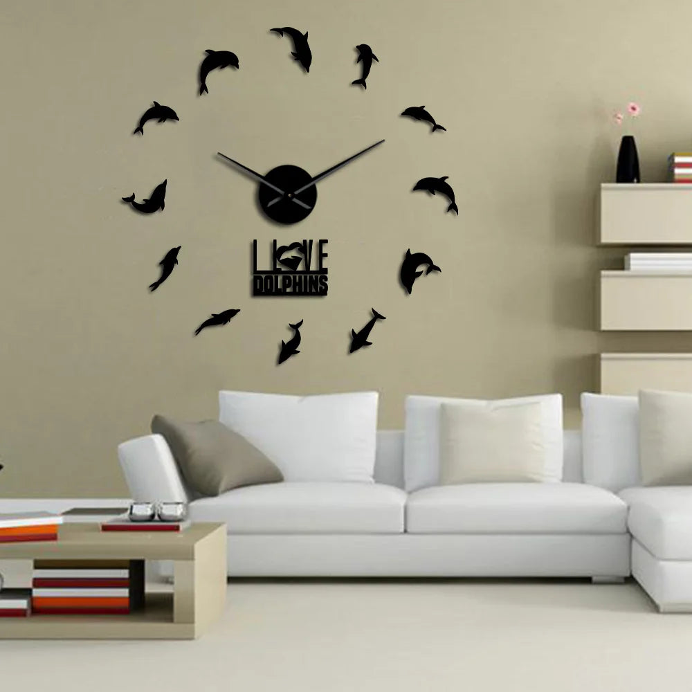 Décoration murale horloge dauphins moderne